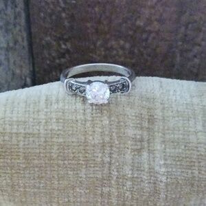 Silver Rhinestone Marcasite Ring